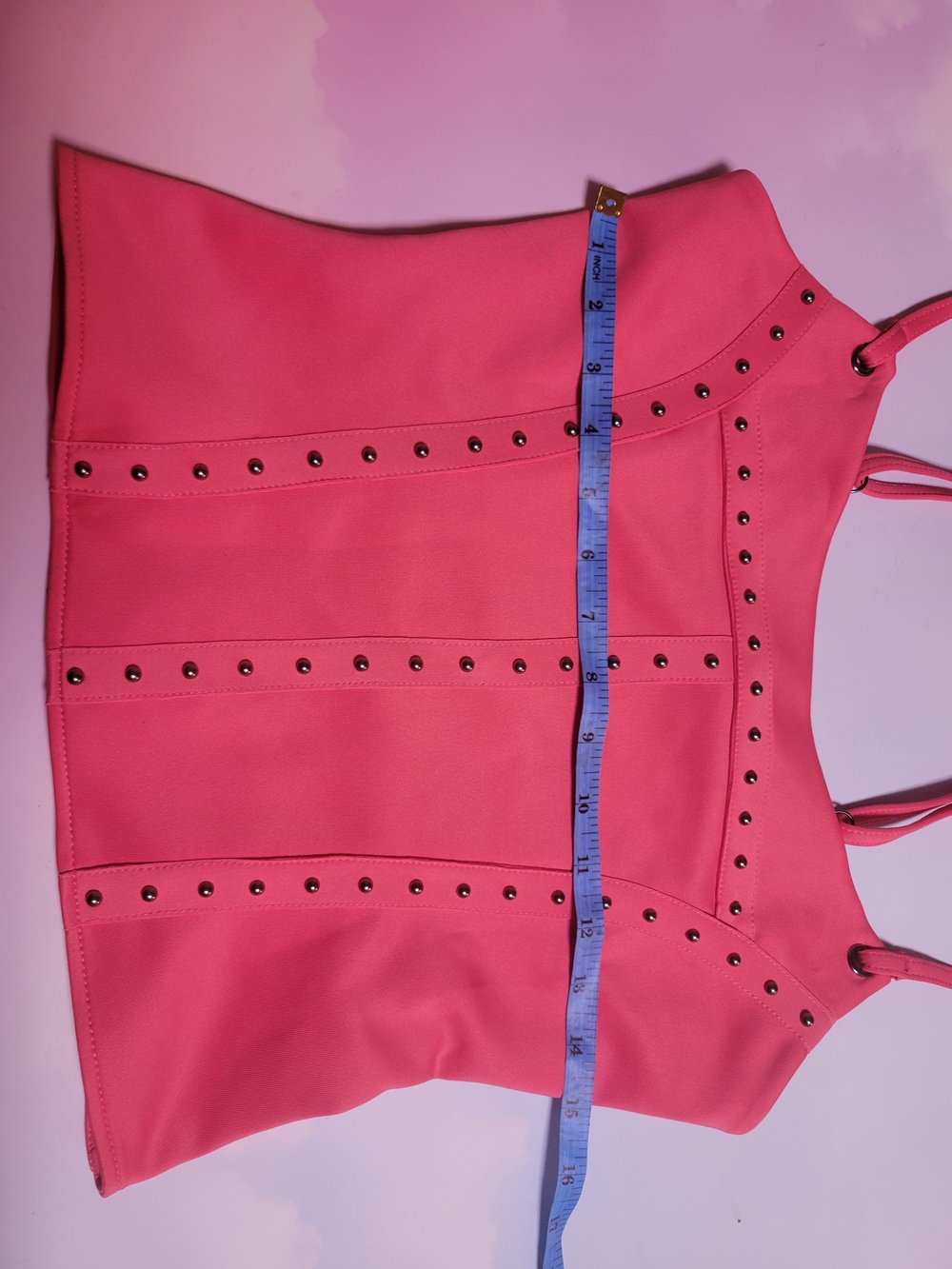 Bebe Pink Studded Cami Top Size Medium Like New - Picture 6 of 8